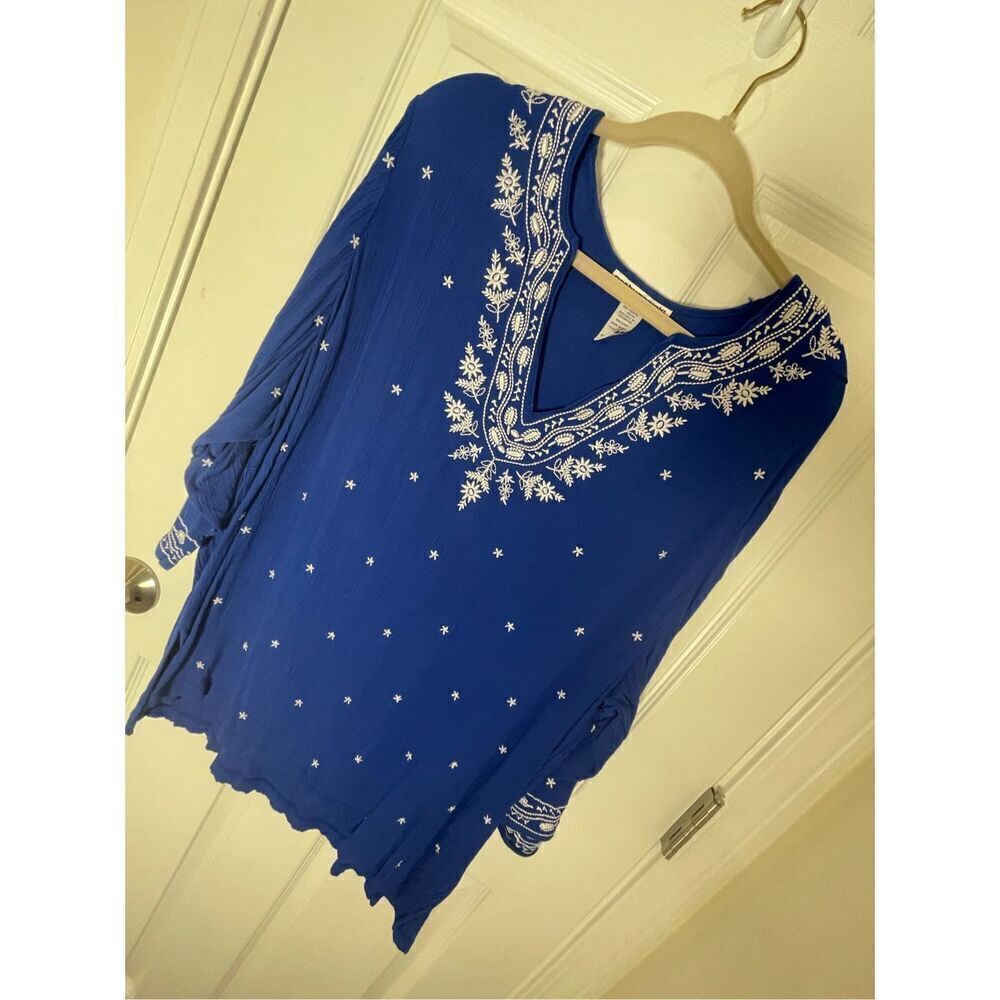 Cathy Daniels women’s blouse blue embroidered 3X